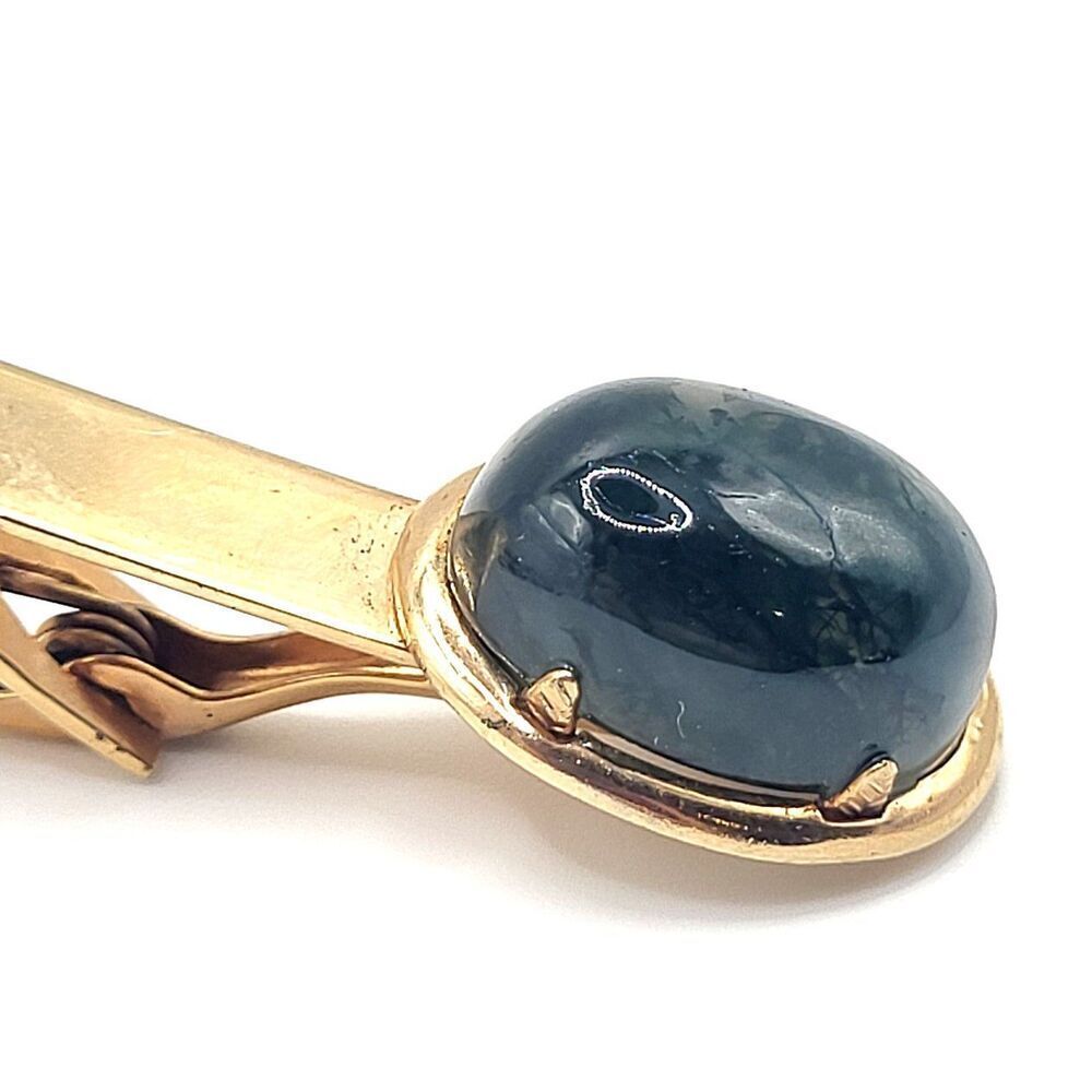 Vintage Moss Agate Tie Clip 1.5in